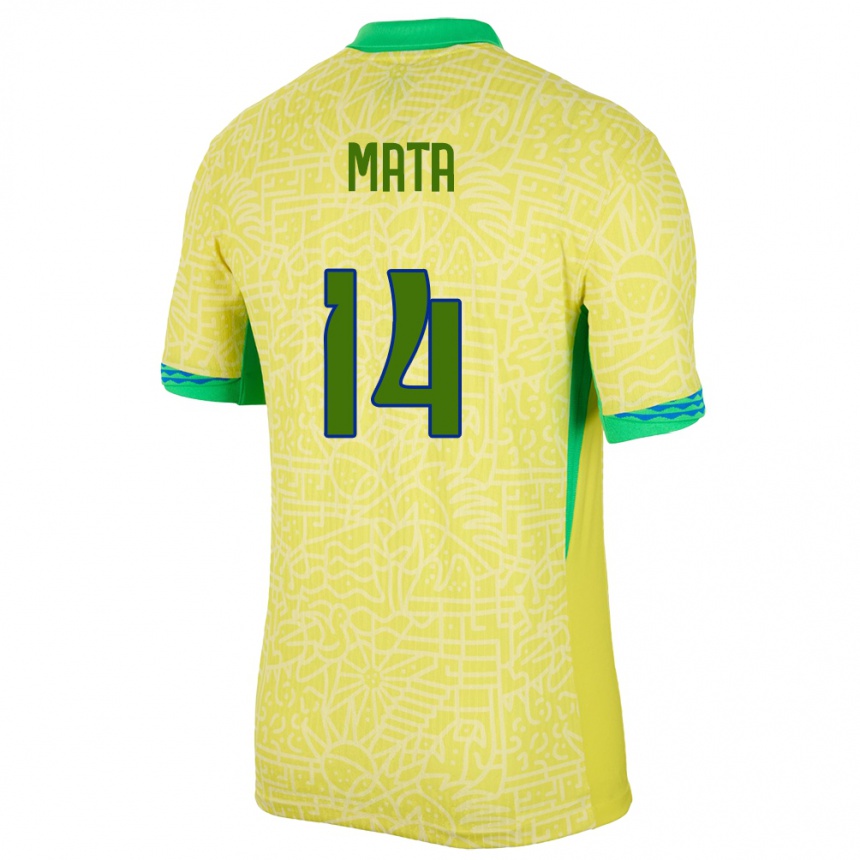 Férfi Labdarúgás Brazília Da Mata #14 Sárga Hazai Jersey 24-26 Mez Póló Ing