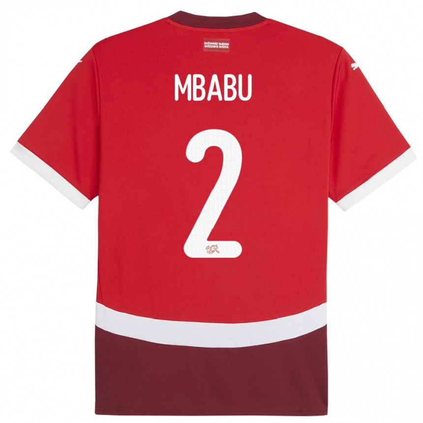 Férfi Labdarúgás Svájc Kevin Mbabu #2 Piros Hazai Jersey 24-26 Mez Póló Ing