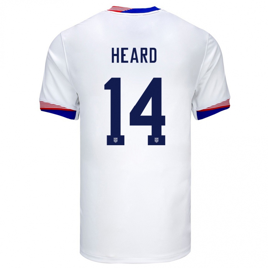 Férfi Labdarúgás Egyesült Államok Aaron Heard #14 Fehér Hazai Jersey 24-26 Mez Póló Ing