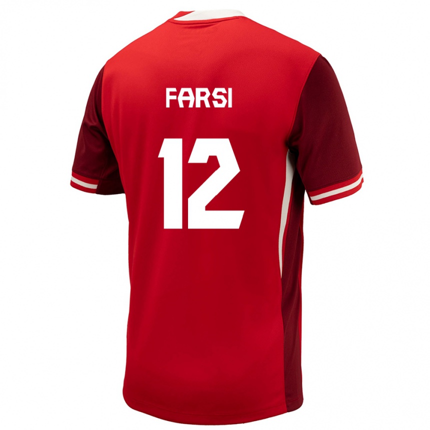 Férfi Labdarúgás Kanada Mohamed Farsi #12 Piros Hazai Jersey 24-26 Mez Póló Ing