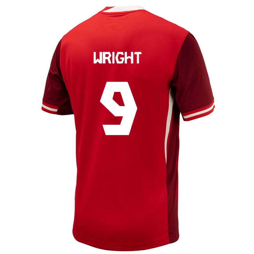 Férfi Labdarúgás Kanada Lowell Wright #9 Piros Hazai Jersey 24-26 Mez Póló Ing