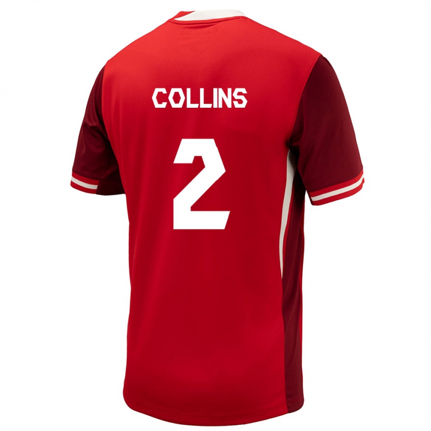 Férfi Labdarúgás Kanada Sydney Collins #2 Piros Hazai Jersey 24-26 Mez Póló Ing