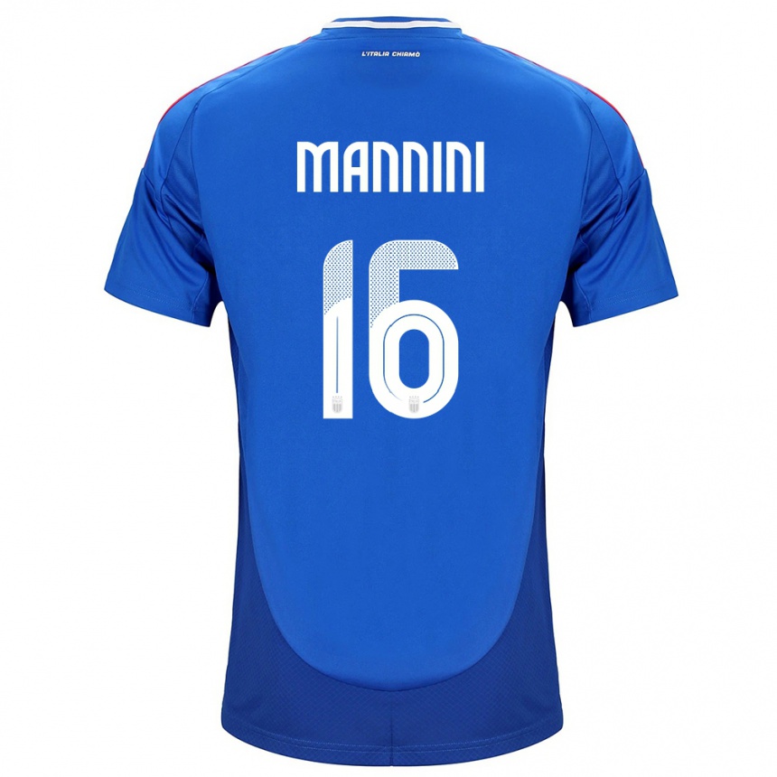 Férfi Labdarúgás Olaszország Mattia Mannini #16 Kék Hazai Jersey 24-26 Mez Póló Ing