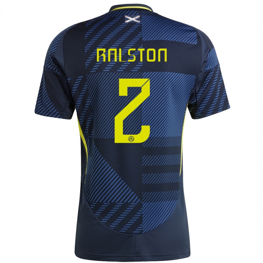 Férfi Labdarúgás Skócia Anthony Ralston #2 Sötétkék Hazai Jersey 24-26 Mez Póló Ing