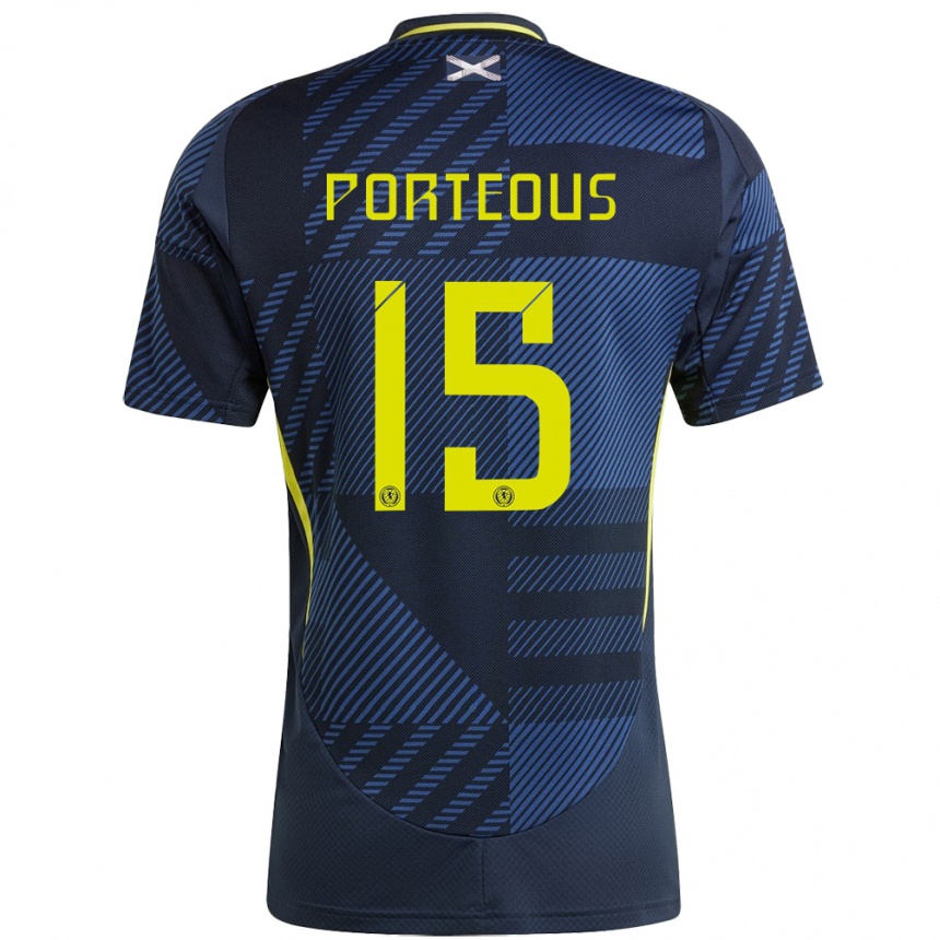 Férfi Labdarúgás Skócia Ryan Porteous #15 Sötétkék Hazai Jersey 24-26 Mez Póló Ing