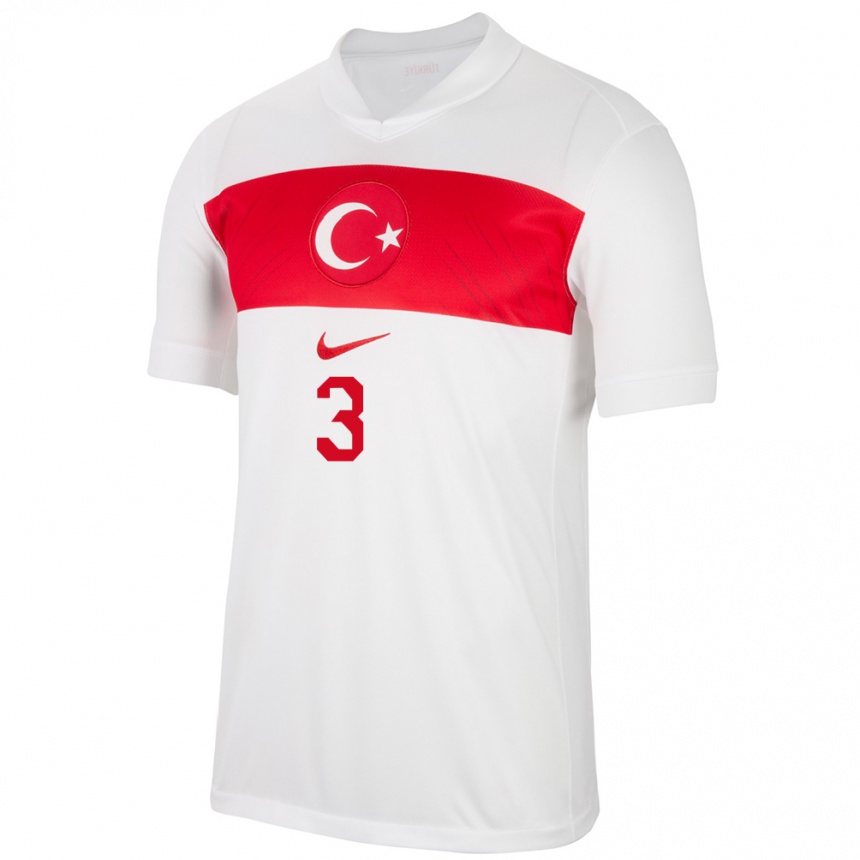 Férfi Labdarúgás Törökország Merih Demiral #3 Fehér Hazai Jersey 24-26 Mez Póló Ing