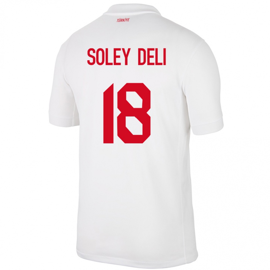 Férfi Labdarúgás Törökország Dilara Soley Deli #18 Fehér Hazai Jersey 24-26 Mez Póló Ing