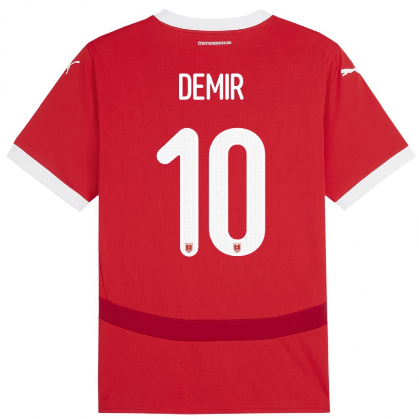 Férfi Labdarúgás Ausztria Yusuf Demir #10 Piros Hazai Jersey 24-26 Mez Póló Ing