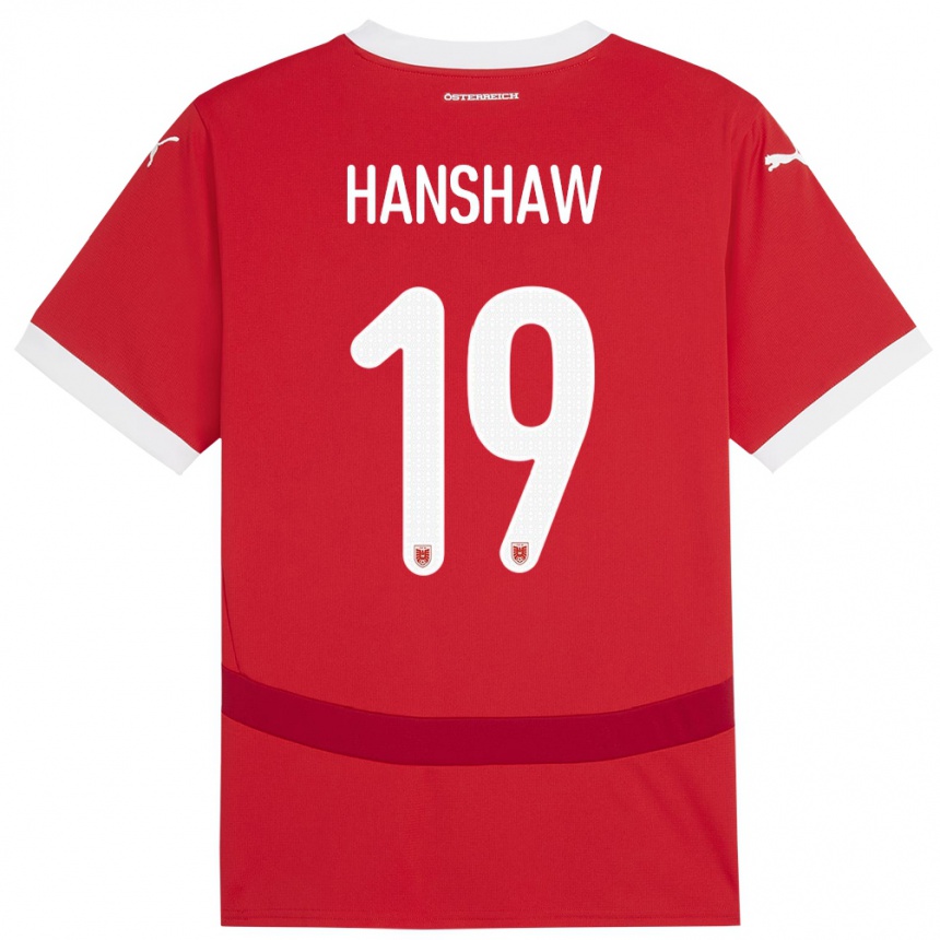 Férfi Labdarúgás Ausztria Verena Hanshaw #19 Piros Hazai Jersey 24-26 Mez Póló Ing