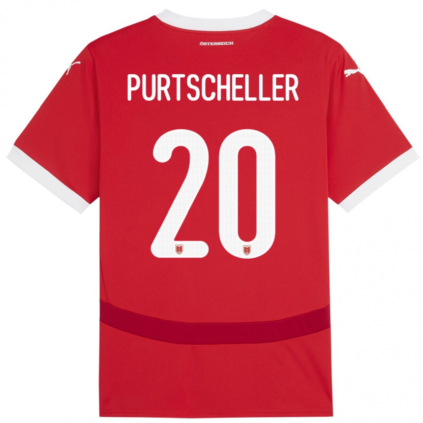 Férfi Labdarúgás Ausztria Lilli Purtscheller #20 Piros Hazai Jersey 24-26 Mez Póló Ing