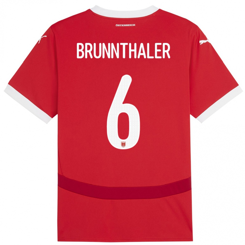 Férfi Labdarúgás Ausztria Melanie Brunnthaler #6 Piros Hazai Jersey 24-26 Mez Póló Ing