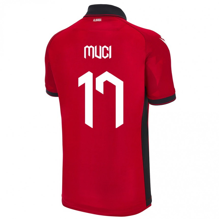 Férfi Labdarúgás Albania Ernest Muci #17 Piros Hazai Jersey 24-26 Mez Póló Ing