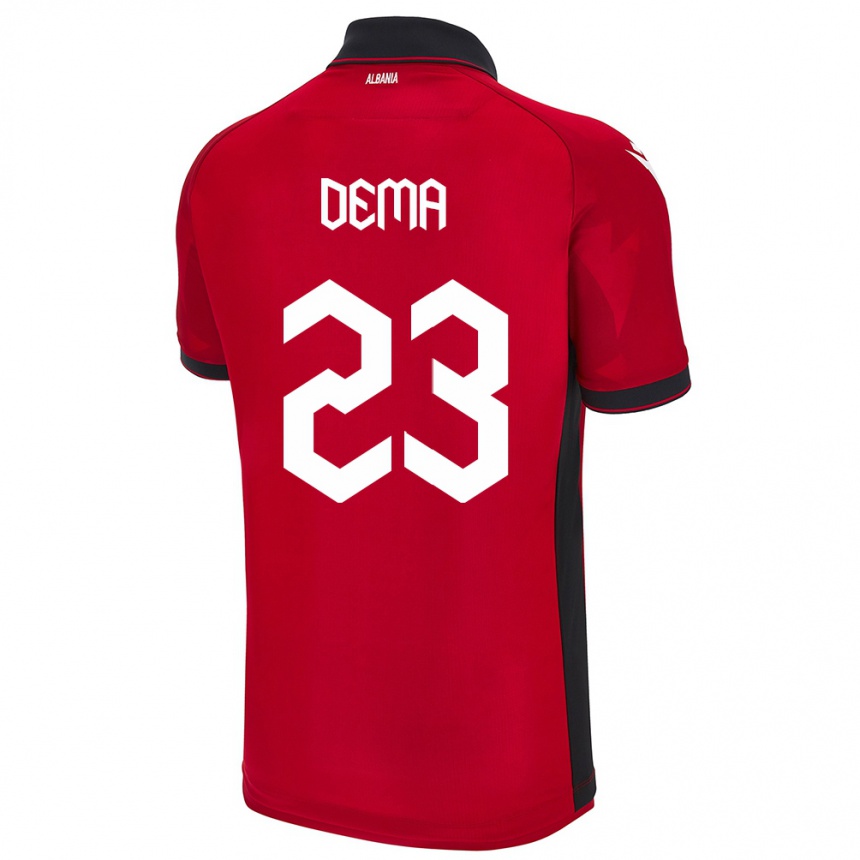 Férfi Labdarúgás Albania Endri Dema #23 Piros Hazai Jersey 24-26 Mez Póló Ing