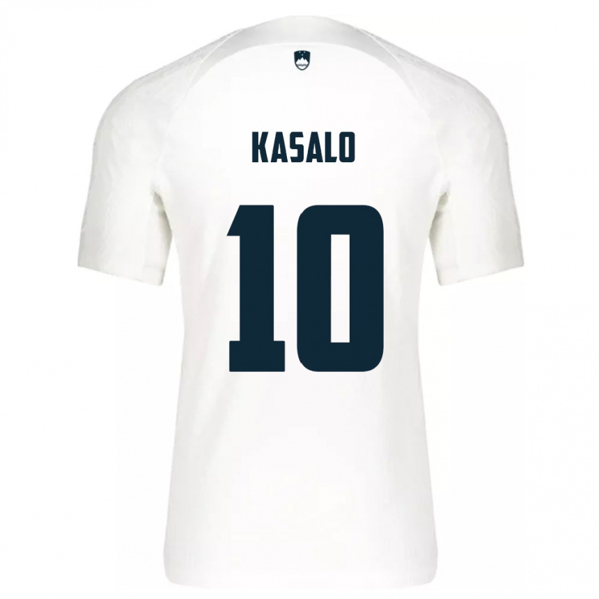 Férfi Labdarúgás Szlovénia Niko Kasalo #10 Fehér Hazai Jersey 24-26 Mez Póló Ing