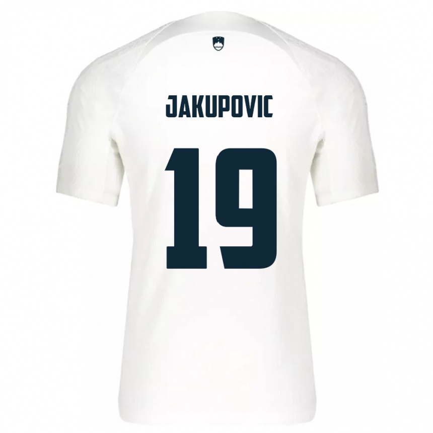 Férfi Labdarúgás Szlovénia Aldin Jakupovic #19 Fehér Hazai Jersey 24-26 Mez Póló Ing