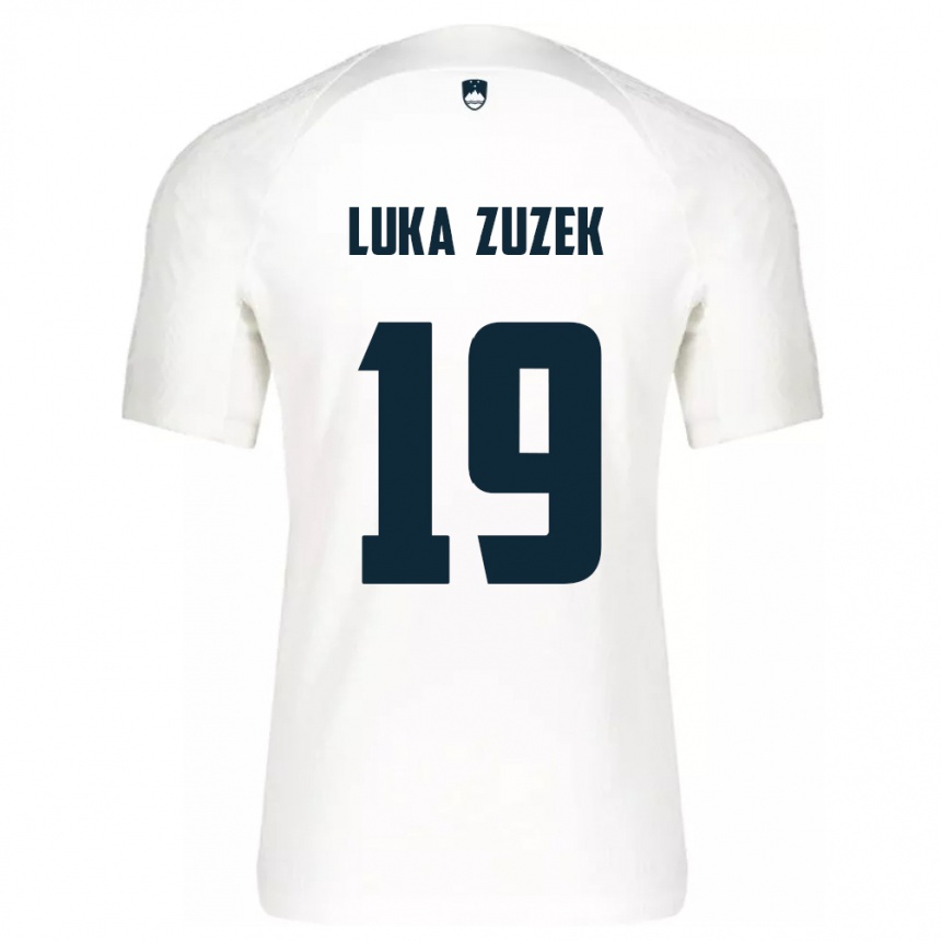 Férfi Labdarúgás Szlovénia Zan Luka Zuzek #19 Fehér Hazai Jersey 24-26 Mez Póló Ing