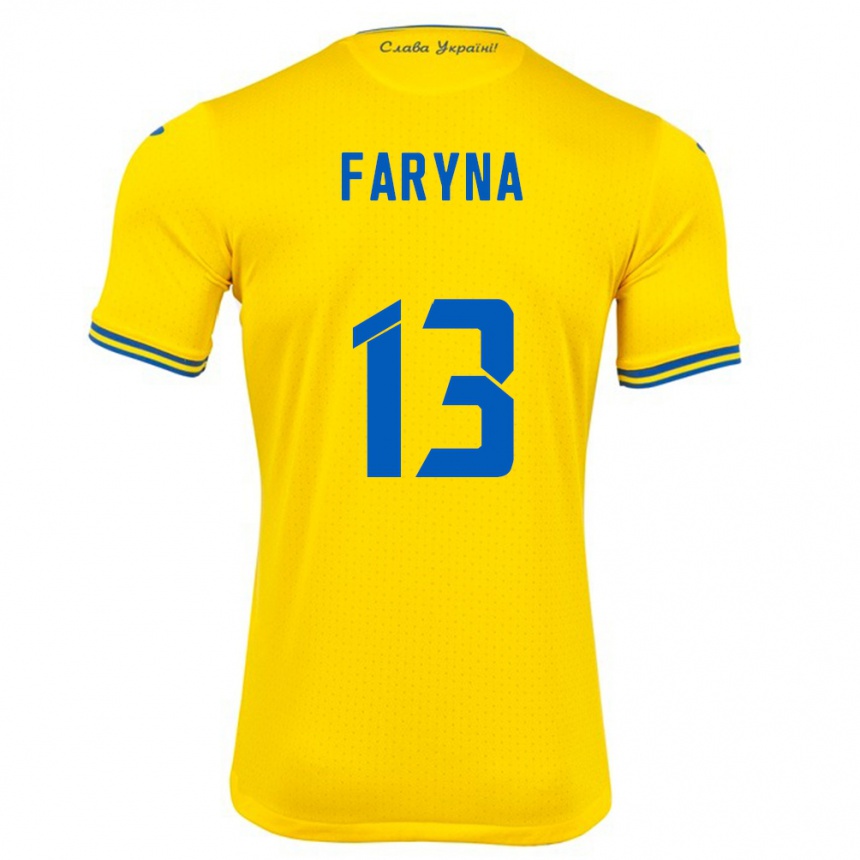 Férfi Labdarúgás Ukrajna Maryan Faryna #13 Sárga Hazai Jersey 24-26 Mez Póló Ing