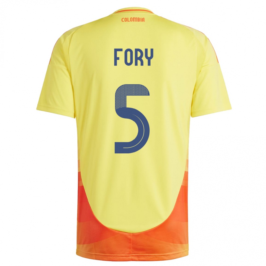 Férfi Labdarúgás Kolumbia Jimer Fory #5 Sárga Hazai Jersey 24-26 Mez Póló Ing