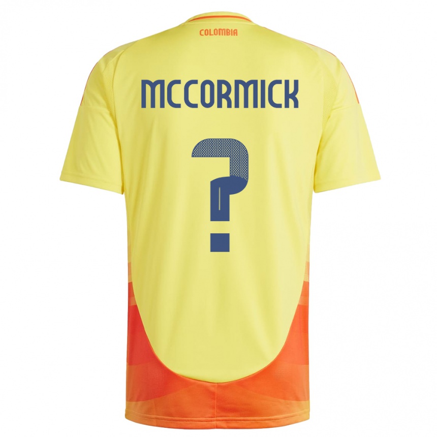 Férfi Labdarúgás Kolumbia Hollman Mccormick #0 Sárga Hazai Jersey 24-26 Mez Póló Ing