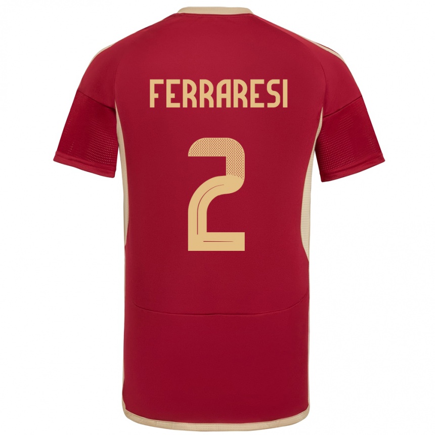 Férfi Labdarúgás Venezuela Nahuel Ferraresi #2 Burgundia Hazai Jersey 24-26 Mez Póló Ing