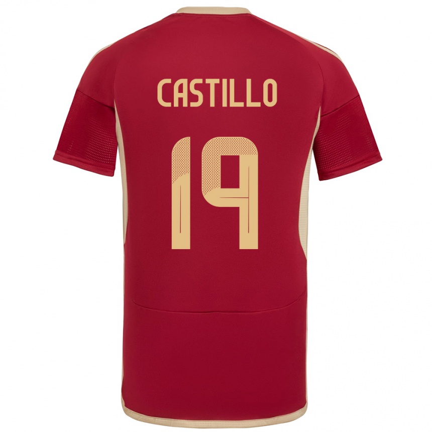 Férfi Labdarúgás Venezuela Bryan Castillo #19 Burgundia Hazai Jersey 24-26 Mez Póló Ing