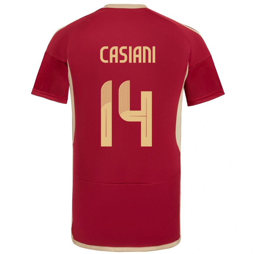 Férfi Labdarúgás Venezuela Luis Casiani #14 Burgundia Hazai Jersey 24-26 Mez Póló Ing