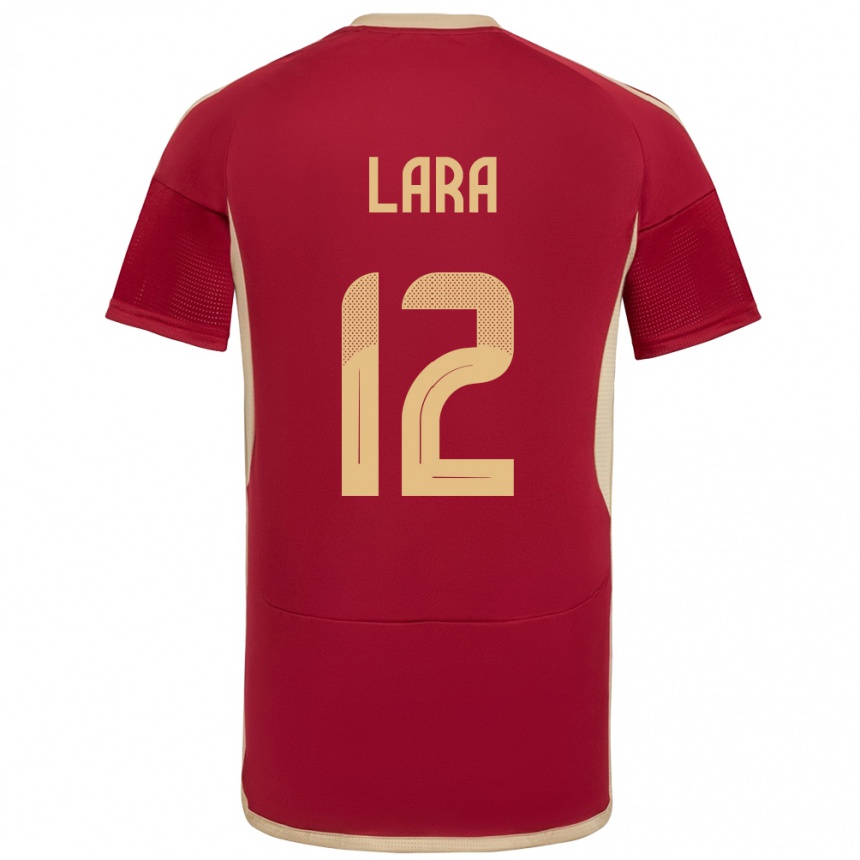 Férfi Labdarúgás Venezuela Jesús Lara #12 Burgundia Hazai Jersey 24-26 Mez Póló Ing