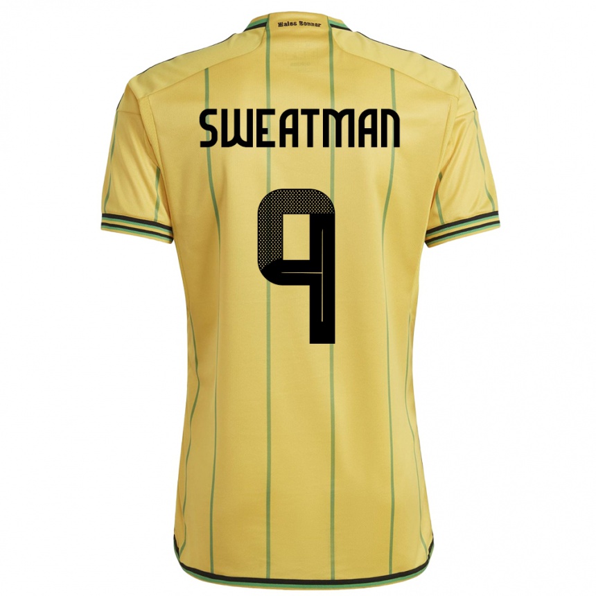 Férfi Labdarúgás Jamaica Marlo Sweatman #9 Sárga Hazai Jersey 24-26 Mez Póló Ing