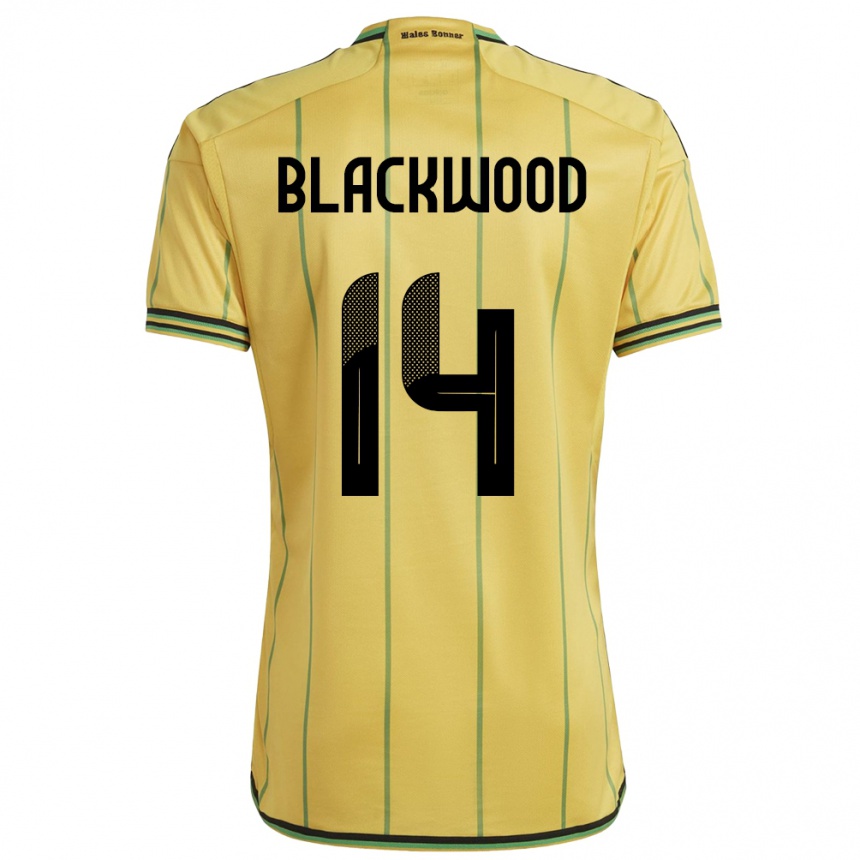 Férfi Labdarúgás Jamaica Deneisha Blackwood #14 Sárga Hazai Jersey 24-26 Mez Póló Ing