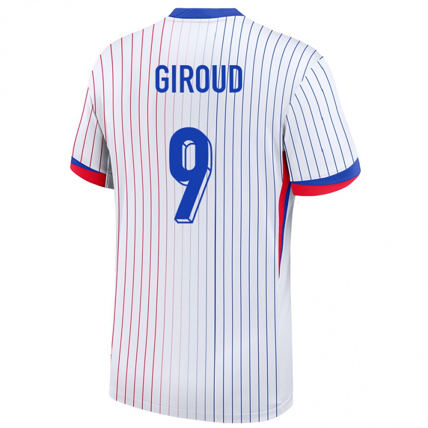 Férfi Labdarúgás Franciaország Olivier Giroud #9 Fehér Idegenbeli Jersey 24-26 Mez Póló Ing