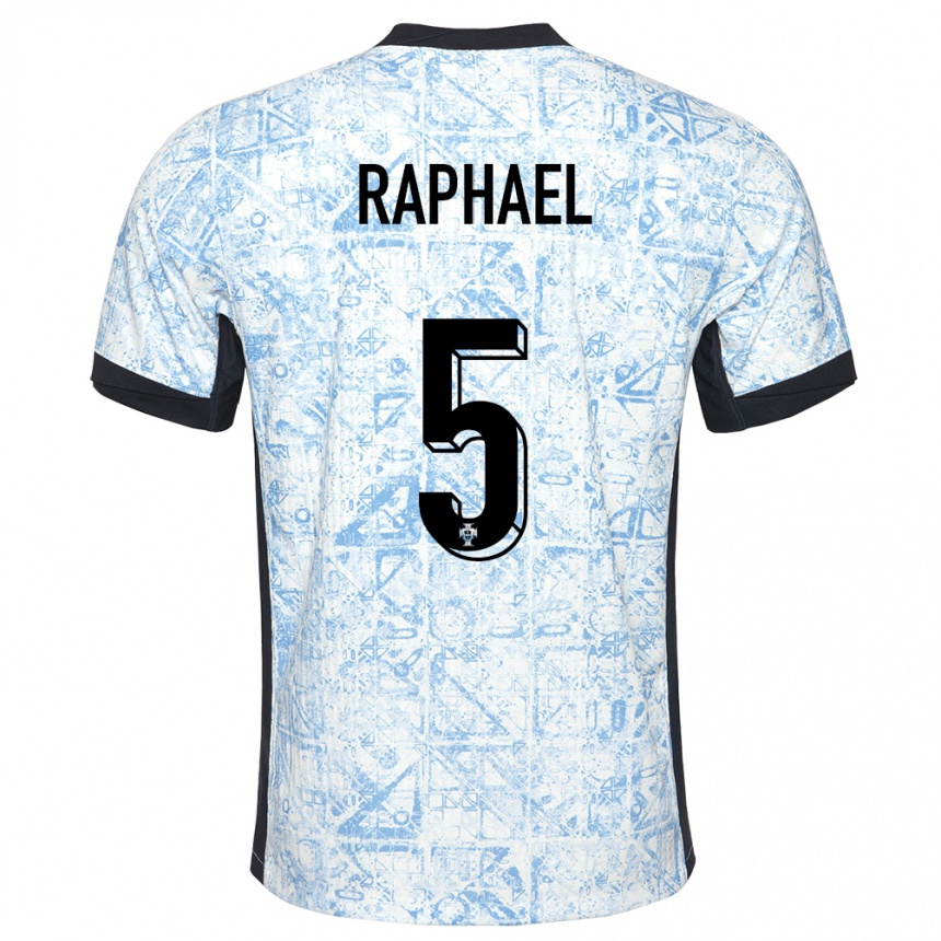 Férfi Labdarúgás Portugália Raphael Guerreiro #5 Krémkék Idegenbeli Jersey 24-26 Mez Póló Ing