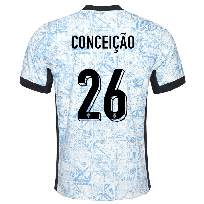 Férfi Labdarúgás Portugália Francisco Conceicao #26 Krémkék Idegenbeli Jersey 24-26 Mez Póló Ing