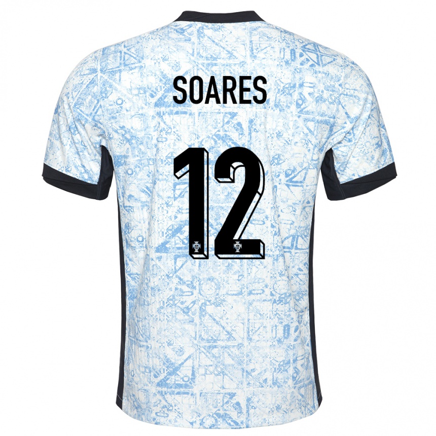 Férfi Labdarúgás Portugália Samuel Soares #12 Krémkék Idegenbeli Jersey 24-26 Mez Póló Ing