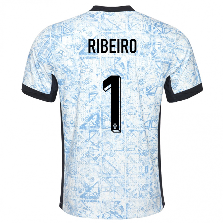 Férfi Labdarúgás Portugália Goncalo Ribeiro #1 Krémkék Idegenbeli Jersey 24-26 Mez Póló Ing