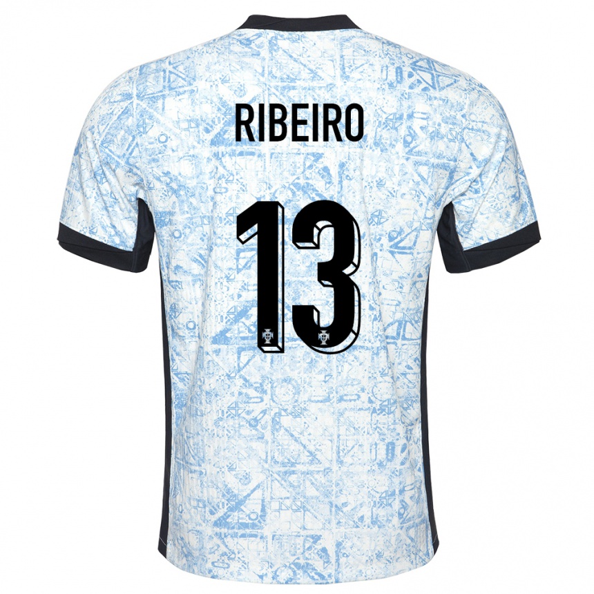 Férfi Labdarúgás Portugália Antonio Ribeiro #13 Krémkék Idegenbeli Jersey 24-26 Mez Póló Ing