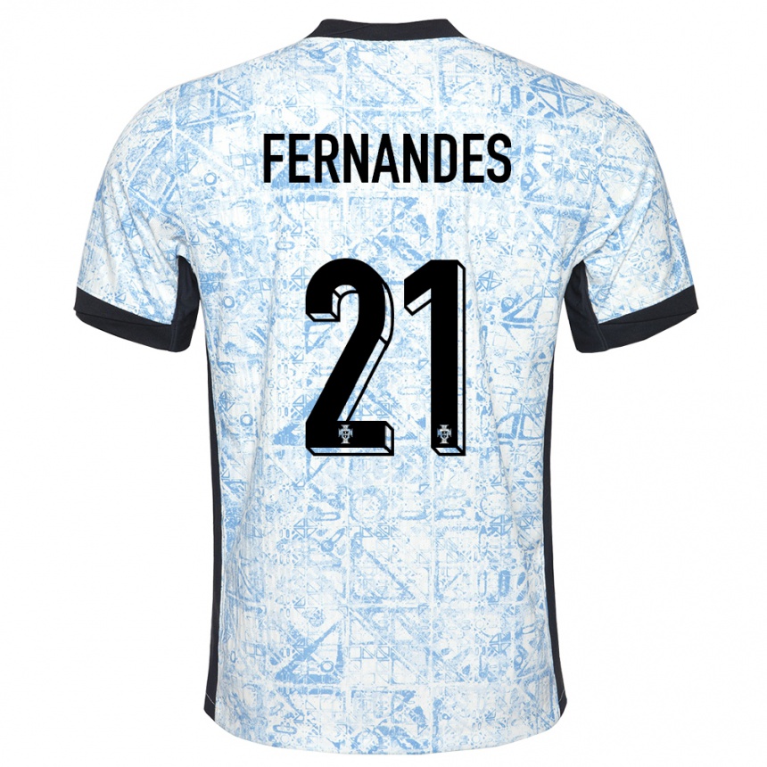 Férfi Labdarúgás Portugália Mateus Fernandes #21 Krémkék Idegenbeli Jersey 24-26 Mez Póló Ing