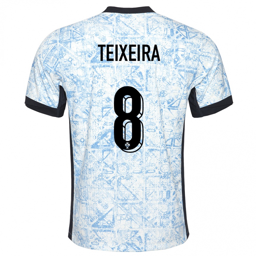 Férfi Labdarúgás Portugália Joao Teixeira #8 Krémkék Idegenbeli Jersey 24-26 Mez Póló Ing