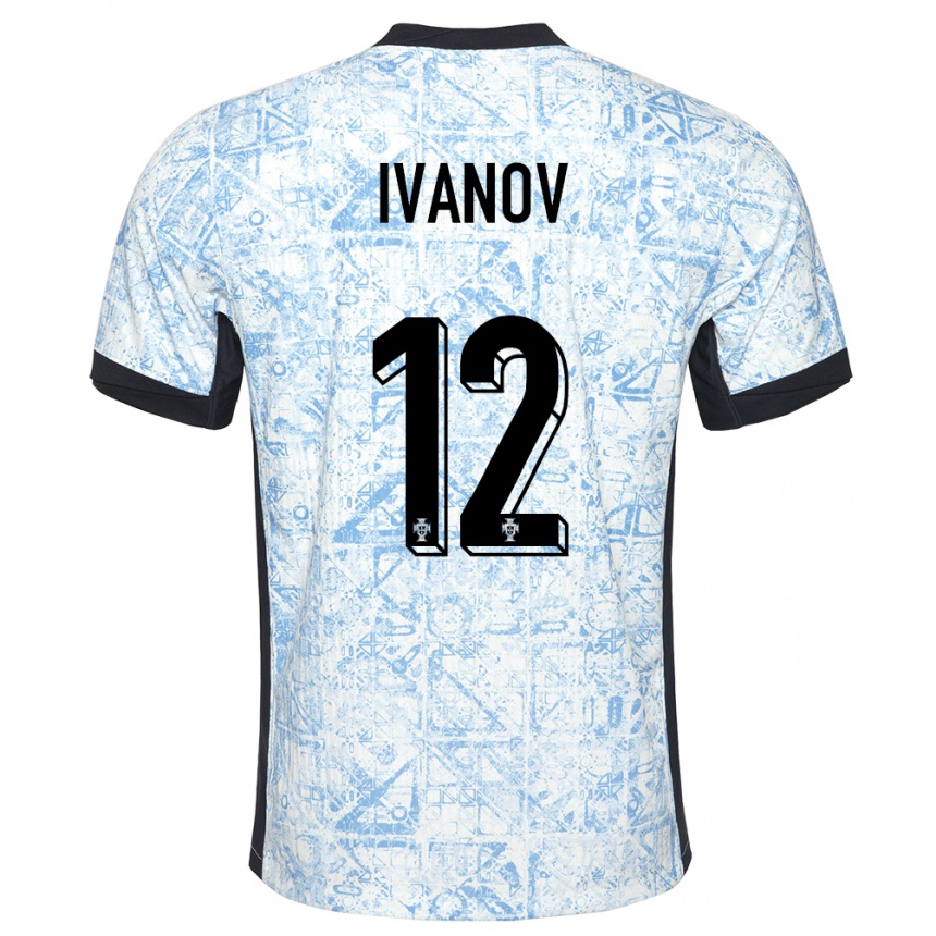 Férfi Labdarúgás Portugália David Ivanov #12 Krémkék Idegenbeli Jersey 24-26 Mez Póló Ing