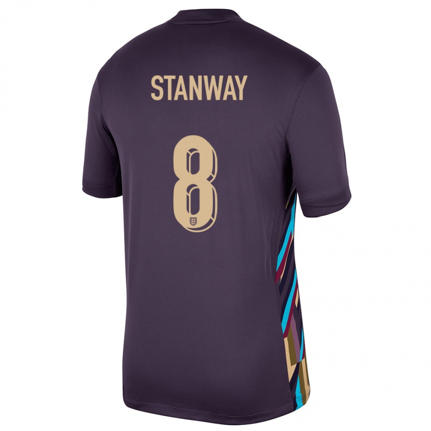 Férfi Labdarúgás Anglia Georgia Stanway #8 Sötét Mazsola Idegenbeli Jersey 24-26 Mez Póló Ing