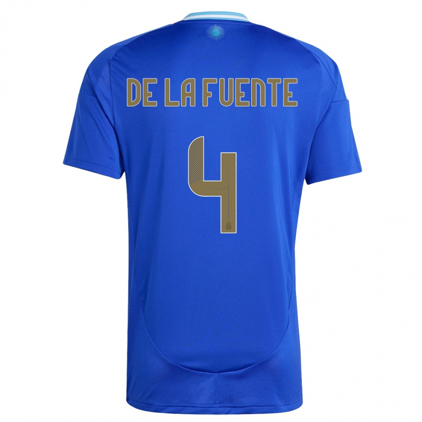 Férfi Labdarúgás Argentína Hernan De La Fuente #4 Kék Idegenbeli Jersey 24-26 Mez Póló Ing