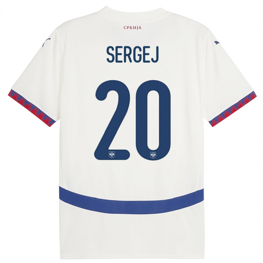 Férfi Labdarúgás Szerbia Sergej Milinkovic-Savic #20 Fehér Idegenbeli Jersey 24-26 Mez Póló Ing