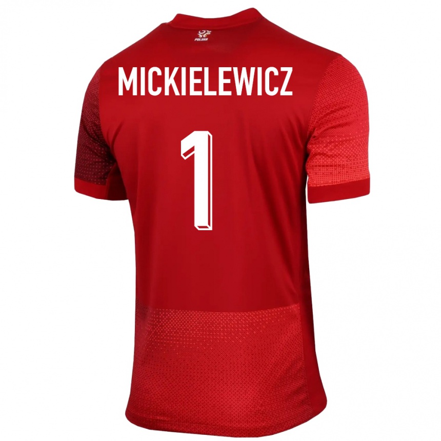 Férfi Labdarúgás Lengyelország Aleksander Mickielewicz #1 Piros Idegenbeli Jersey 24-26 Mez Póló Ing