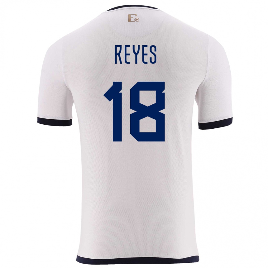 Férfi Labdarúgás Ecuador Ashley Reyes #18 Fehér Idegenbeli Jersey 24-26 Mez Póló Ing