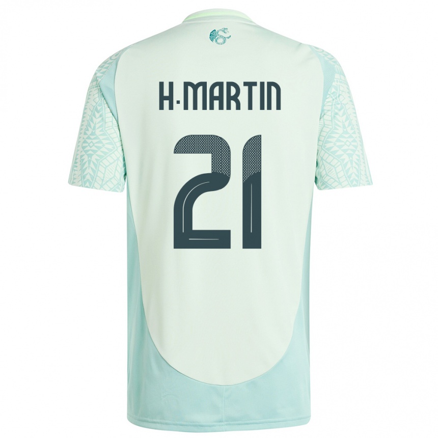 Férfi Labdarúgás Mexikó Henry Martin #21 Vászonzöld Idegenbeli Jersey 24-26 Mez Póló Ing