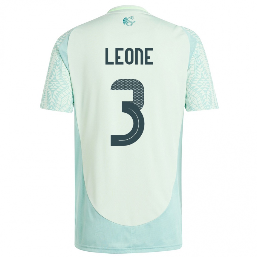 Férfi Labdarúgás Mexikó Antonio Leone #3 Vászonzöld Idegenbeli Jersey 24-26 Mez Póló Ing