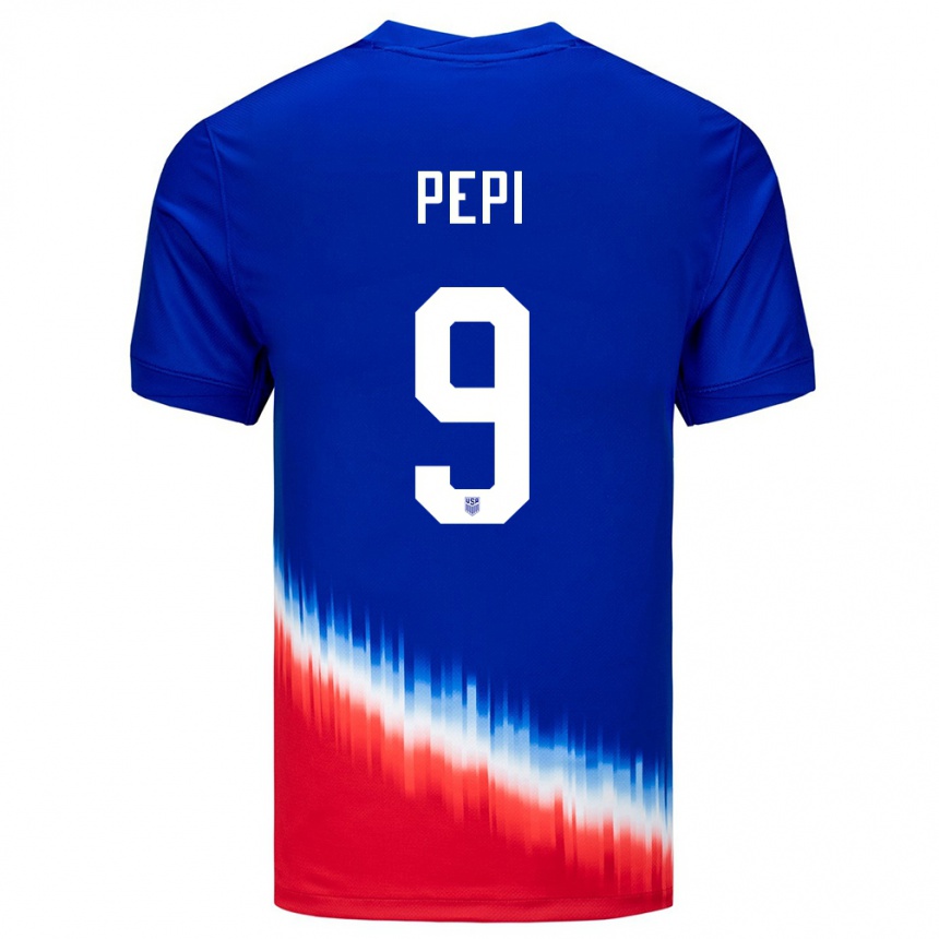 Férfi Labdarúgás Egyesült Államok Ricardo Pepi #9 Kék Idegenbeli Jersey 24-26 Mez Póló Ing