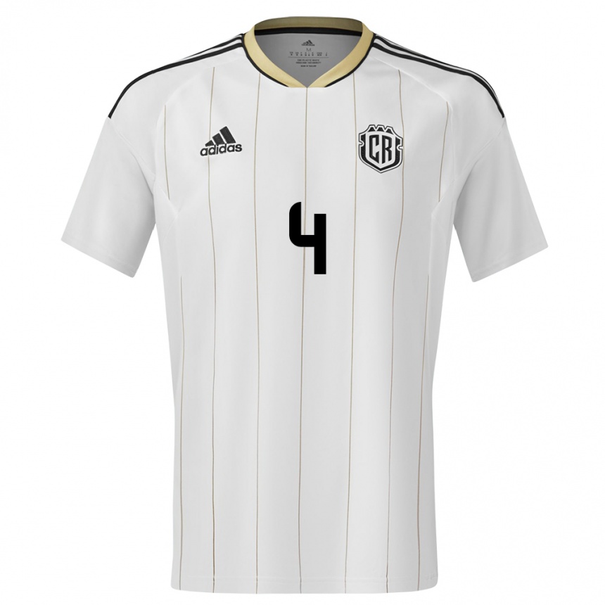 Férfi Labdarúgás Costa Rica Keysher Fuller #4 Fehér Idegenbeli Jersey 24-26 Mez Póló Ing