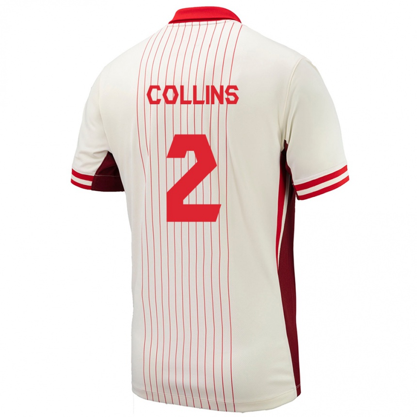 Férfi Labdarúgás Kanada Sydney Collins #2 Fehér Idegenbeli Jersey 24-26 Mez Póló Ing