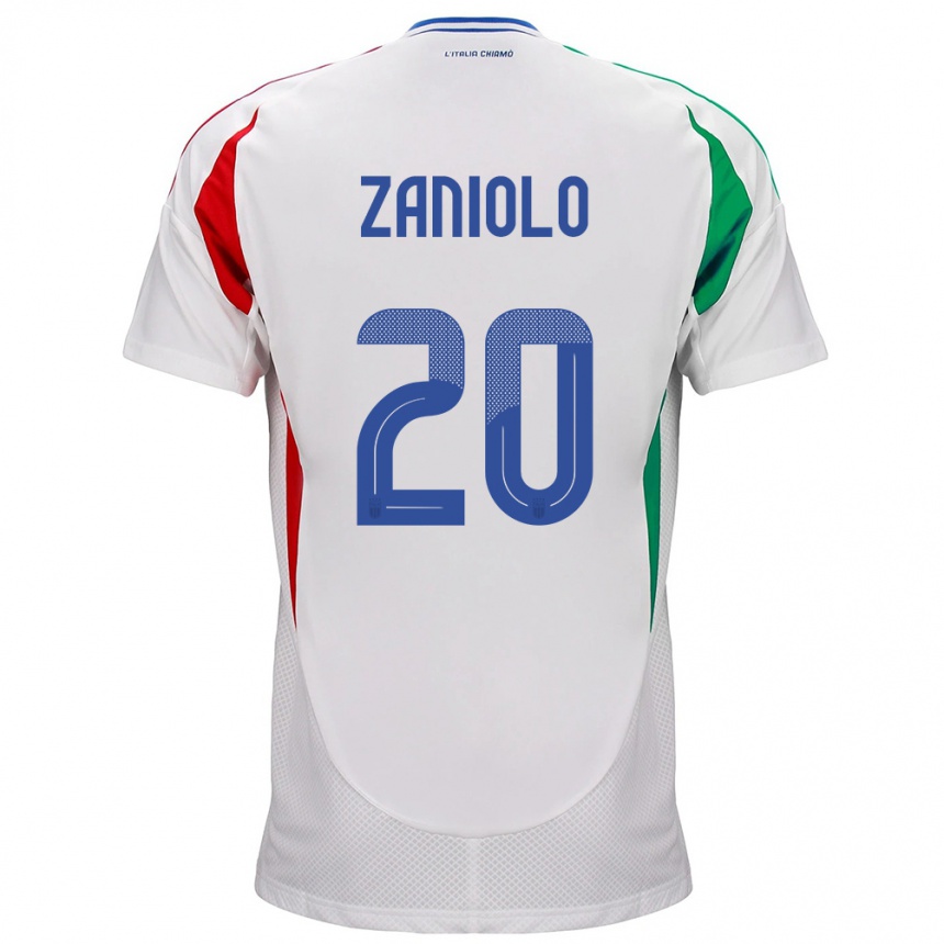 Férfi Labdarúgás Olaszország Nicolò Zaniolo #20 Fehér Idegenbeli Jersey 24-26 Mez Póló Ing