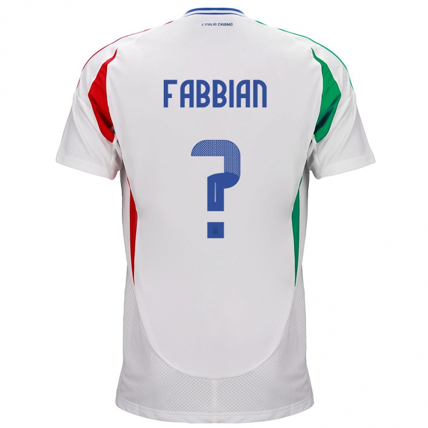 Férfi Labdarúgás Olaszország Giovanni Fabbian #0 Fehér Idegenbeli Jersey 24-26 Mez Póló Ing